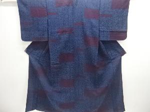 大正ロマン　抽象模様織り出しお召単衣着物